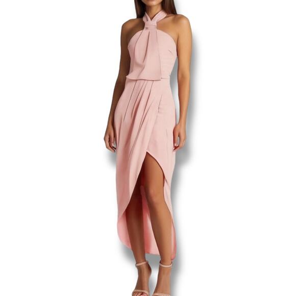 Shona Joy Size 8‎ Halter Neck Draped Dress Blush Pink Wedding Guest Balletcore - Picture 1 of 11